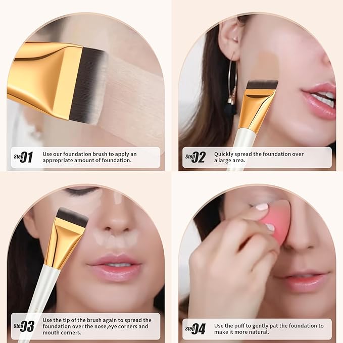 docolor Flat Foundation Brush for Liquid Makeup,Ultra Thin Liquid Foundation Brushes Premium Makeup Face Brush for Blending, Cream, Thin Foundation Brush Makeup Tool Face Foundation Flat Brush-Velvo Beauty