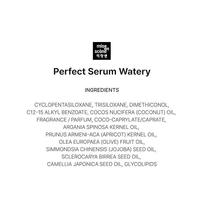 Mise En Scene Perfect Watery Serum for Hair Moisturizing - Korean Hair Argan Oils, Hair Essence for Hydrating with Citrus Scent, Derma Test Completed, 2.70 fl. Oz-Velvo Beauty