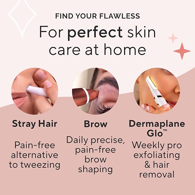 Finishing Touch Flawless Facial Hair Remover for Women, Rose Gold Electric Face Razor with LED Light, Recyclable Packaging-Velvo Beauty