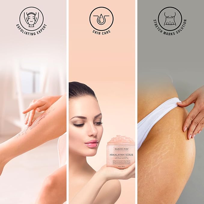 MAJESTIC PURE Himalayan Salt Body Scrub with Lychee Oil, Exfoliating Salt Scrub to Exfoliate & Moisturize Skin, Deep Cleansing - 10 oz-Velvo Beauty