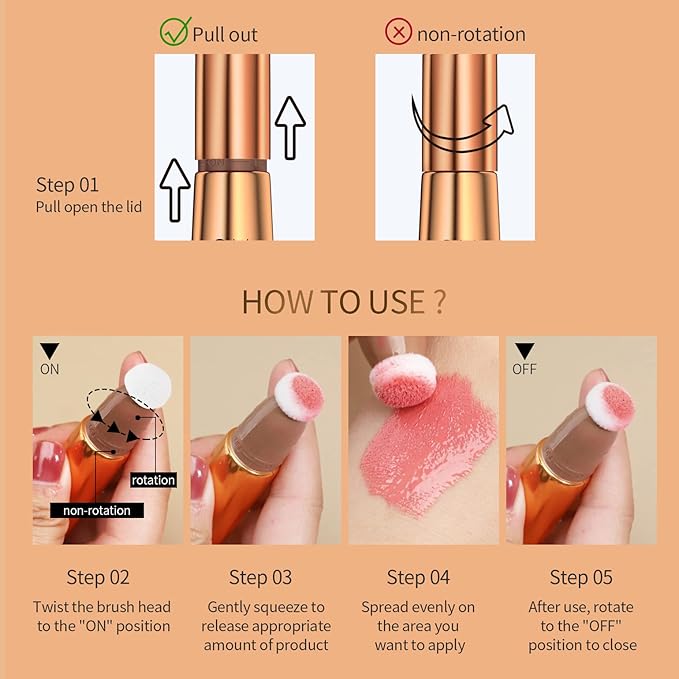 Highlighter Beauty Wand, Cream Liquid Highlighter Makeup Stick, Silky Smooth Face Shimmer Bronzer Stick with Cushion Applicator, Lightweight Body Face Glowing Highlighter, Cruelty-free(Rose Gold)-Velvo Beauty