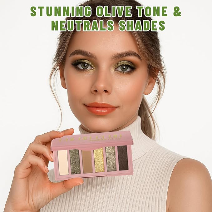 6 Colors Mini Naked Eyeshadow Makeup Palette Olive-colored Neutral Tone Eye Shadow Matte & Shimmer Nude Make Up Pallet with Mirror Blendable Highly Pigmented Travel Size Gift Kit 04-Velvo Beauty