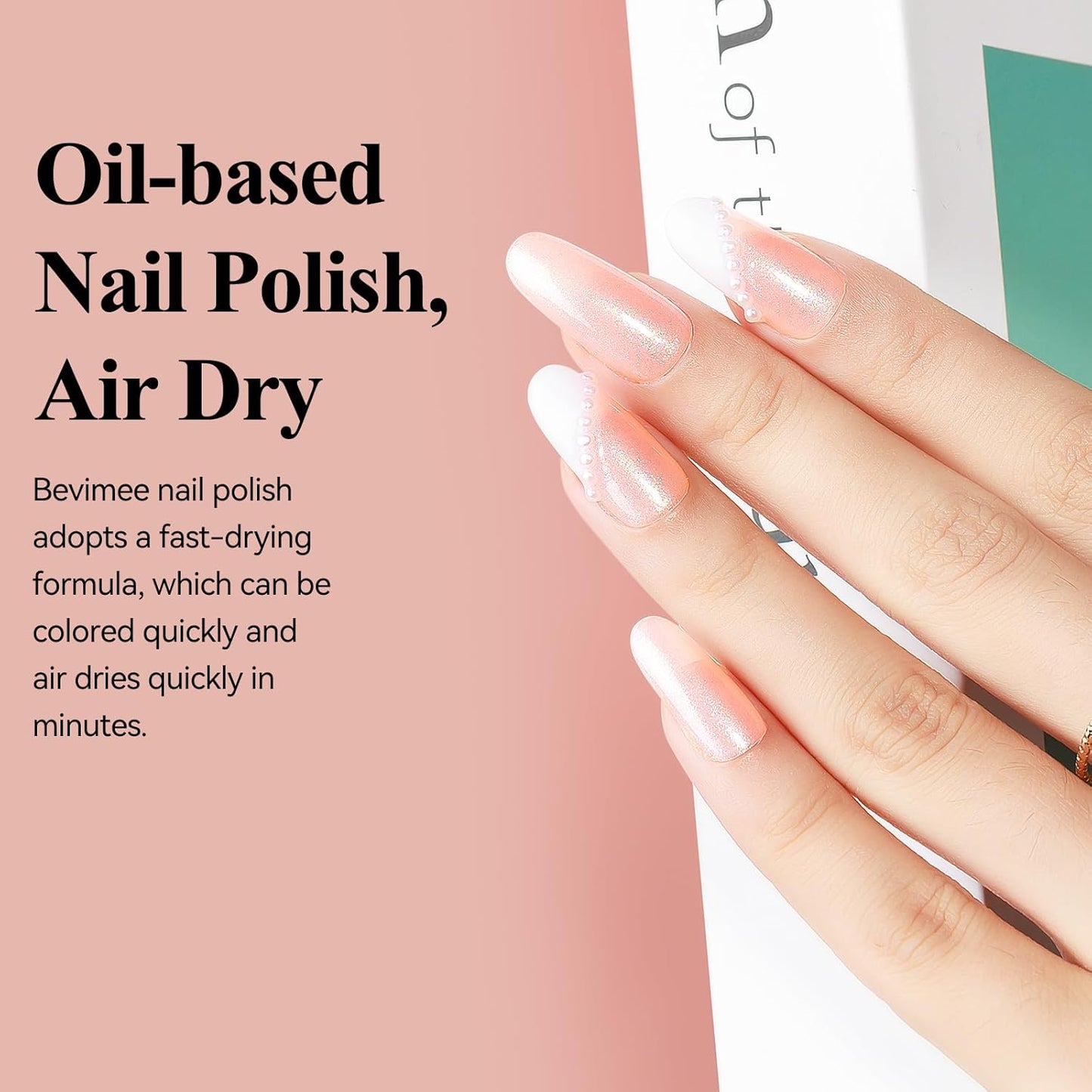 Nail Polish, Air Quick Dry, Light Pink Shimmer Nail Lacquer Non-Gel Nail Art Polish Fast Drying Nail Pigment Oil-based Holographic Fingernail Concealer Polish, 1PC 12ML Long Last-Velvo Beauty