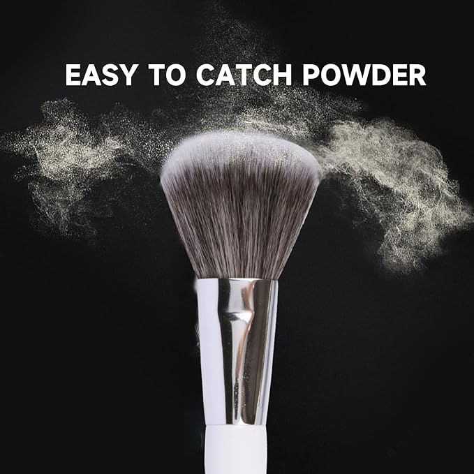 Travel Makeup Brushes Set w/Pouch, 5PCS Double Ended Portable Mini Cosmetic Brushes Kit for Foundation, Eyeshadow, Lip, Blush Make Up Brushes Professional(White)-Velvo Beauty