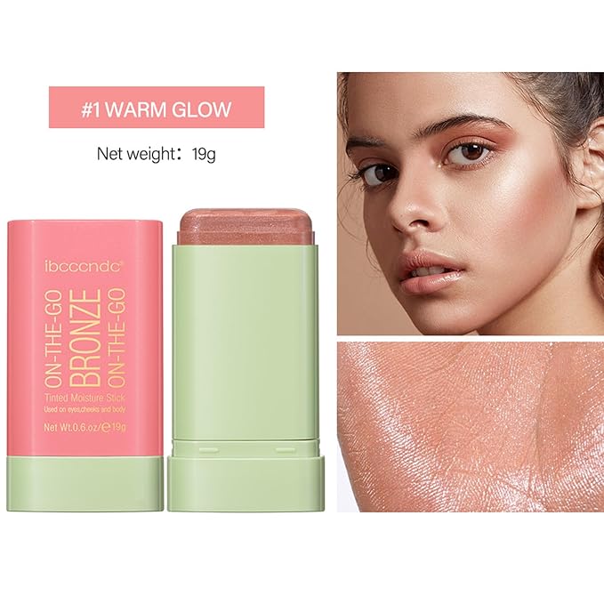 On-The-Go Bronzer Stick,Multi-Use Cream Contour Stick,Natural Long Lasting Face Bronzer,Smooth Highlighter Contour Stick,Bronze Contour Makeup Facial Shaping,01 Warm Glow-Velvo Beauty