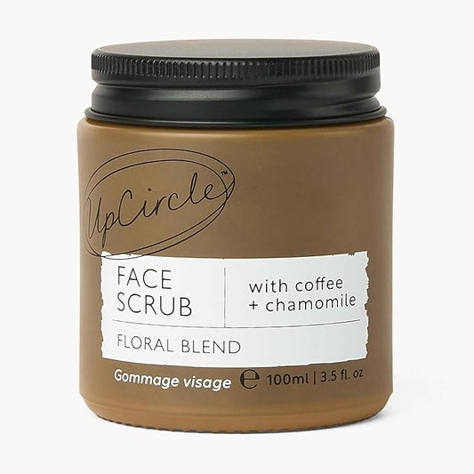 UpCircle Coffee Face Scrub - Floral Blend For Sensitive Skin 3.5oz - Chamomile, Shea Butter, Coconut + Rosehip Oil - Natural, Vegan Face Exfoliator For Soft, Smooth Skin-Velvo Beauty
