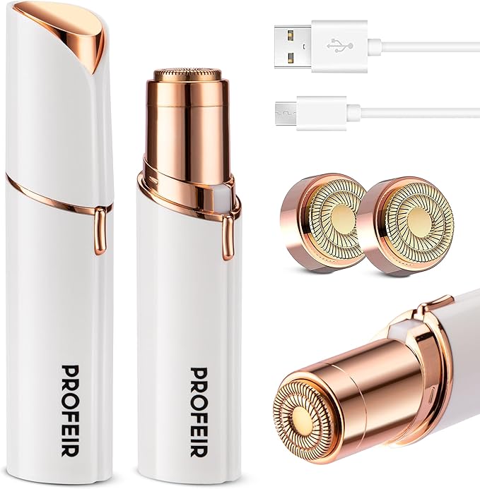 Facial Hair Removal for Women: Electric Hair Removal Device - Rechargeable Painless Face Razor for Chin Upper Lip Peach Fuzz with Light (White)-Velvo Beauty