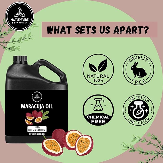 Naturevibe Botanicals Maracuja Oil 32 Ounces | 100% Pure and Natural | Great for Skin Care and Hair Care-Velvo Beauty