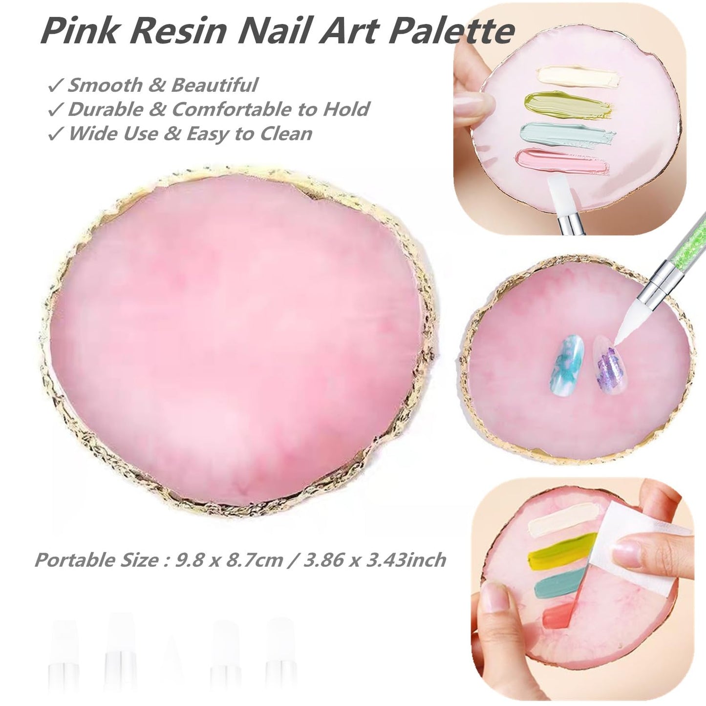 Nail Art Design 11PCS Kits - Resin Nail Art Palette, 5Pcs Nail Art Sculpture Pen Dual Tipped Silicone Nail Tools, 5Pcs Double Ended Nail Dotting Pens-Velvo Beauty