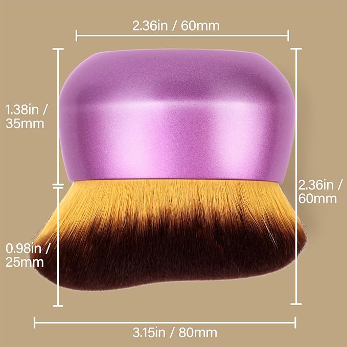 Extra Large Body Makeup Brush For Self Tanner, Leg Makeup &Bronzer Blend,75 mm Wide-headed Kabuki Brush Provides More Even &Pretty Application, Sunscreen Face& Back Makeup Brush, Wet&Dry Use- Purple-Velvo Beauty