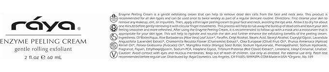 RAYA Enzyme Peeling Facial Cream (109) | Gentle, Exfoliating Treatment for Sensitive Skin | Cleanses, Polishes, and Improves Complexion-Velvo Beauty