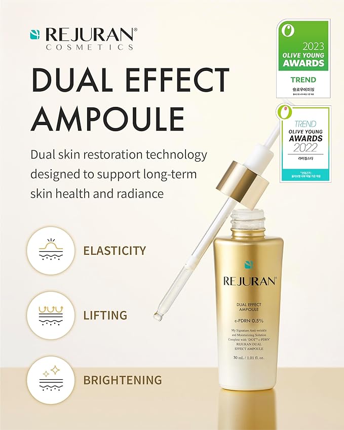REJURAN® Dual Effect Ampoule, DOT DUAL c-PDRN® - Salmon DNA Face Serum for Deep Rejuvenation, Wrinkle Care, Firming, Skin Elasticity with Visible Anti-Aging Results. Korean Skincare (1.01 fl oz)-Velvo Beauty
