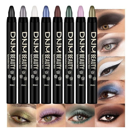 Kaely 8Pcs Cream Eye Shadow Sticks Set, Matte Shimmer Eyeliner Pencil Eyeshadow Palette Makeup, Eye Highlighter Brightener Stick for Older Women Waterproof Pigmented, sombras para ojos, New-10-Velvo Beauty