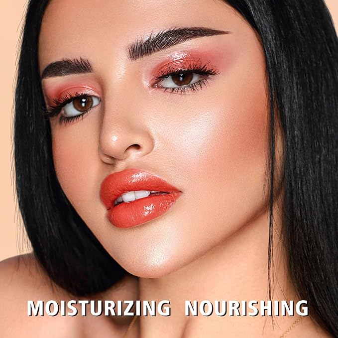 MAKI YIKA Moisture Red Lipstick for Women Hydrated Tinted Lip Balm for Dry Cracked Lips Weightless Glossy Lip Color Juicy Finish,MA037 Apricot Peach-Velvo Beauty