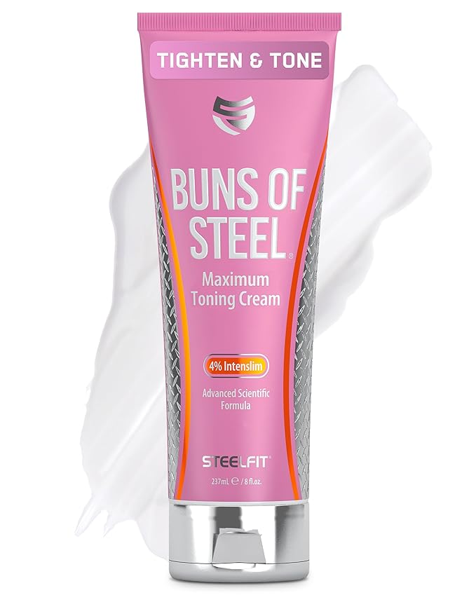 SteelFit Maximum Toning Cellulite Cream, Buns of Steel - Skin Firming & Tightening Body Lotion with Caffeine for Stretch Marks - Anti-Cellulite Remover Treatment for Booty, Thighs, Legs & Glutes-Velvo Beauty