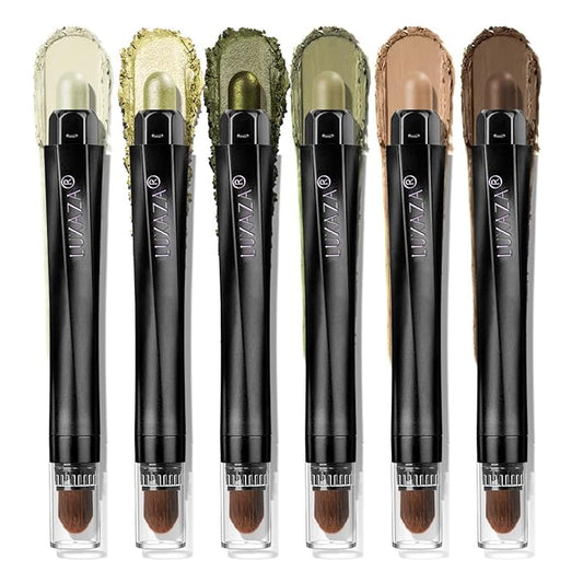Neutral Eyeshadow Stick Makeup Set, Metallic Shimmer Matte Cream Eye Shadow Eyeliner Brightener Pencil Crayon - Classic 6PCS A007-Velvo Beauty