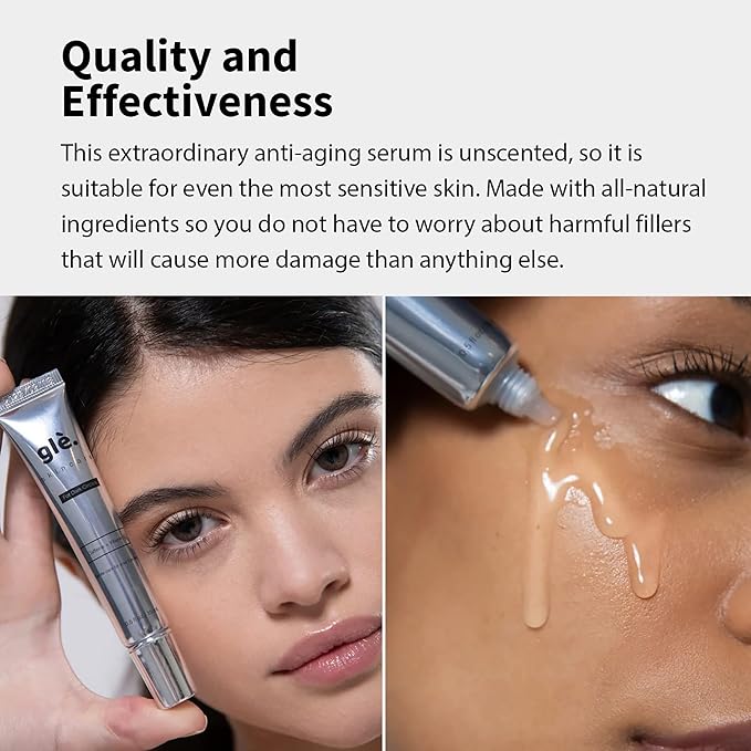 Gle Vitamin C Eye Serum for Dark Circles, Eye Wrinkles, Redness and Puffy Eyes | Anti-Aging Treatment with Caffeine, Vitamin C Hyaluronic Acid | Hydrating & Brightening Scent-Free | (Pack of 2)-Velvo Beauty