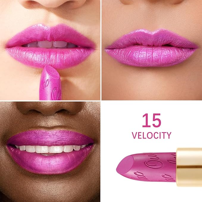 Oulac Metallic Fuchsia & Pink Lipstick Set - 2PCS Vegan Lightweight Hydrating Formula with High Impact Lip Color for Full Coverage Lip Makeup, Christmas Gifts for Women, 15+17-Velvo Beauty