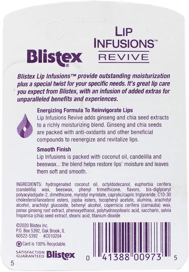 Blistex Lip Infusions Revive Lip Moisturizer 0.13 Ounce (3 Pack)-Velvo Beauty