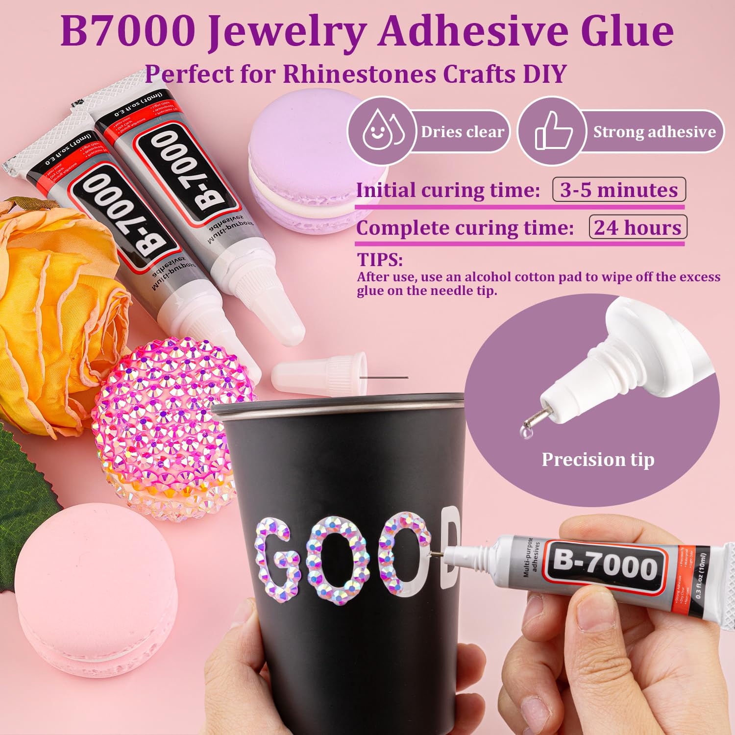 25000Pcs Resin Jelly Rhinestones with Tweezers for Crafting, Lavender Purple AB Flatback Gems, Bedazzling Crystal with 3Pcs 10ml B7000 Jewelry Glue for DIY Crafts Clothing Tumblers Shoes Nail Art-Velvo Beauty