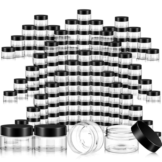 200 Pcs Empty Bulk Plastic Container Jars with Lid Leak Proof Round Plastic Jars Small Cosmetic Travel Containers for Storage Makeup Creams Lotion Ointments(Black,1 oz)-Velvo Beauty