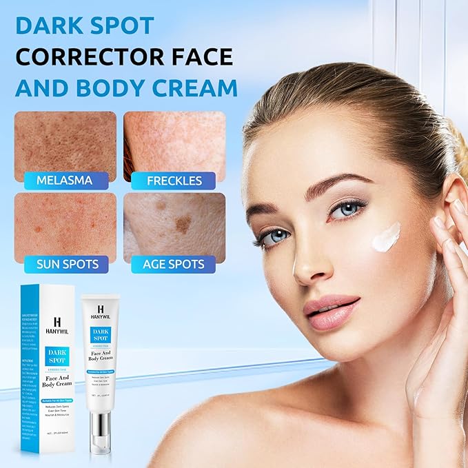 HANYWIL Dark Spot Corrector Cream for Hyperpigmentation,Brightening Serum for Face & Body,Rapid Fade Treatment for Sun Spots, Age Spots & Melasma,Dermatologist-Tested Skin Tone Evenser (2.0 Fl Oz)-Velvo Beauty