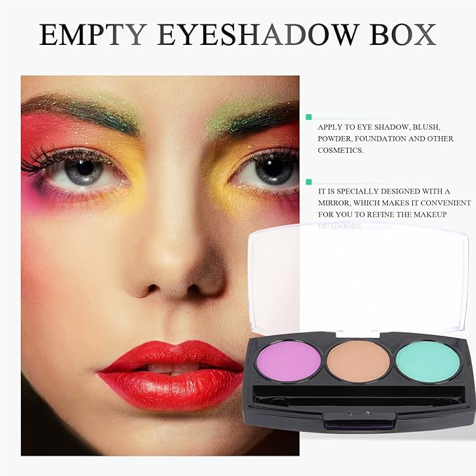10Pcs Empty Magnetic Eyeshadow Palette Empty Eyeshadow Pans Containers Eyeshadow Palettes 3 Grids Makeup Pans Cosmetic Pans Eyeshadow Makeup Containers for Women Girls-Velvo Beauty
