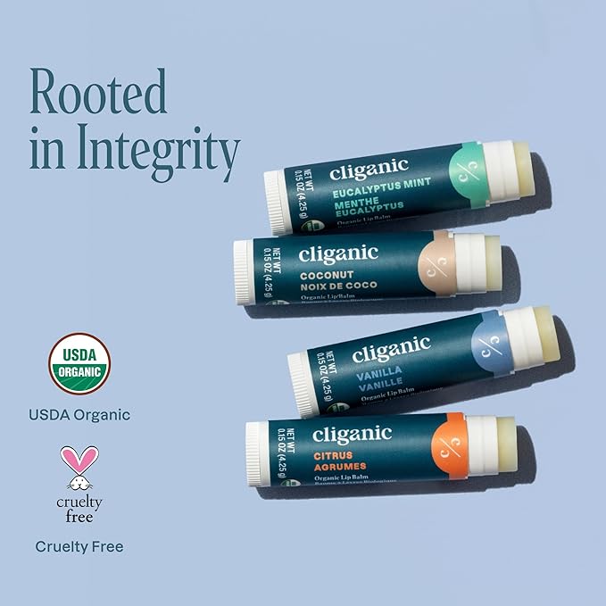 Cliganic Organic Lip Balm Set - 4 Flavors - Natural Hydrating for Cracked & Dry Lips-Velvo Beauty