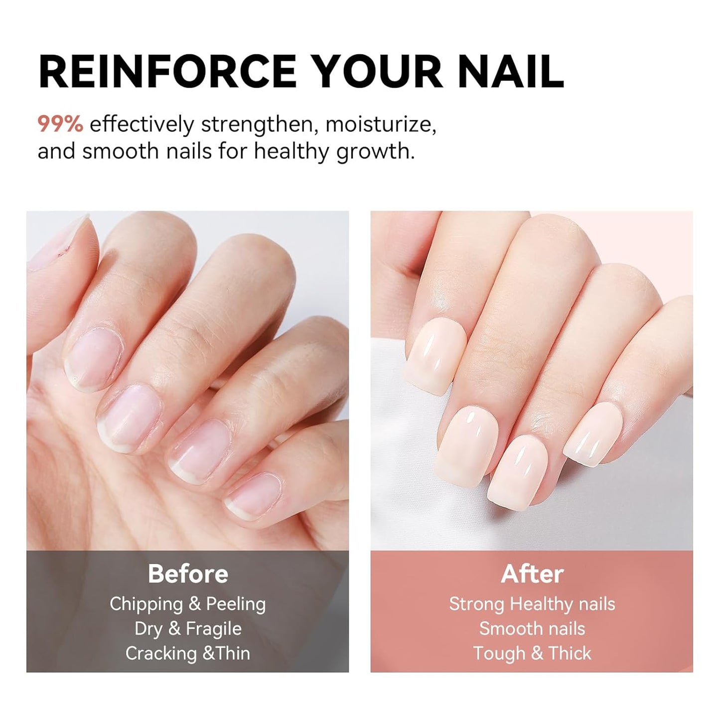 Nail Strengthener Natural Nails Hardener Extra Strong and Growth Nude Nail Repair Strengthening Polish Ridge Filler for Weak and Damaged Nails 12ML-Velvo Beauty