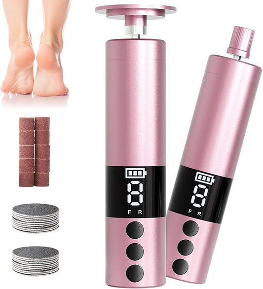 Electric Callus Remover for Feet, Rechargeable Professional Electronic Foot File Nail Grinder,9 Adjustable Speed Foot Sander Scrubber Pedicure Tool for Dry Dead Skin with Sandpaper Discs (Pink)-Velvo Beauty
