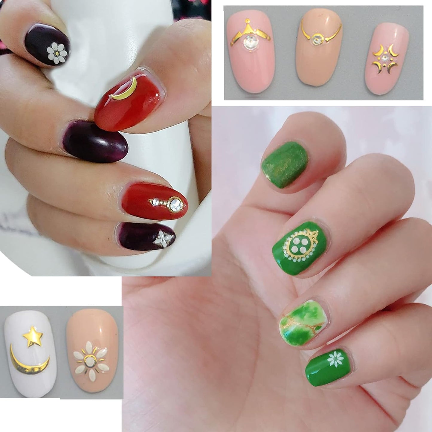 22 Sheets 3D Nail Adhesive Stickers for Women Gold Metallic Chain Line Nail Stickers Diamond Design Luxury Nail Art Decoration with with Tweezers Nail File Separators-Velvo Beauty