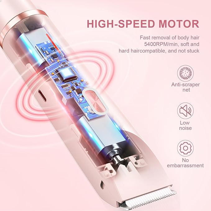 Dermave Bikini Shaver,2 in 1 Dual Head Bikini Trimmer & Body Shaver, Painless Hair Removal with Silky Glow Finish, Cordless & Waterproof Electric Trimmer for Women,Pink-Velvo Beauty