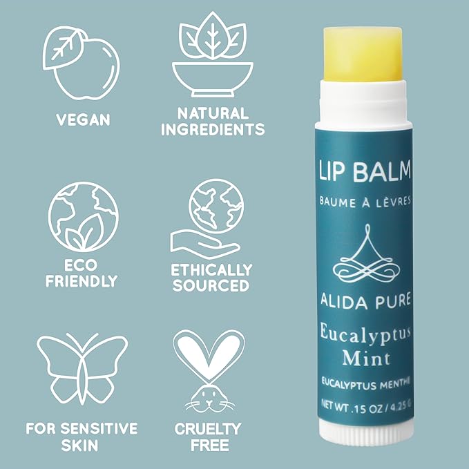 Eucalyptus Mint Lip Balm Collection, Vegan Lip Balm Set, Beeswax Free, with Avocado Oil, Organic Jojoba Oil, and Vitamin E, Natural Moisturizer for Dry, Chapped Lips, 3 Tube Set-Velvo Beauty
