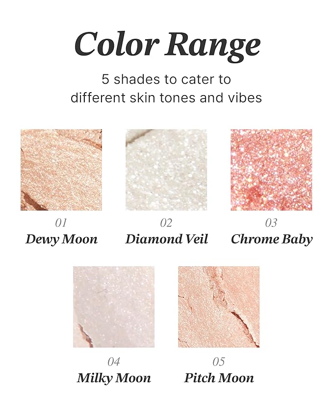 Glint Dewy Highlighter (Chrome Baby, 0.08oz) - Luminous Glow, Infused with Micropearls, Shiny Illuminator. Rich Pigment & Silky Touch, Korean Makeup.-Velvo Beauty