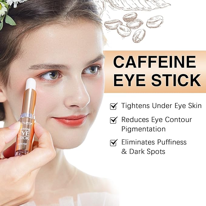 Caffeine Eye Stick, Eye Cream for Dark Circles and Puffiness, Ordinary Collagen Eye Serum Anti Aging,Bags Under Eyes Treatment for Women Men Eye Care(#2-Coffine Eye Stick)-Velvo Beauty