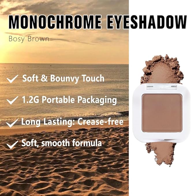 Buildable Matte Eyeshadow Makeup Palette Single - Rosy Brown Shades | Creamy Pressed Powder for Easy Blending | Mini Travel Palette for Women | Everyday Natural Eye Makeup-Velvo Beauty