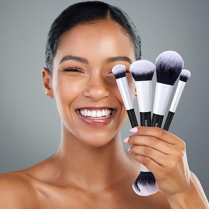 Makeup Brush Set 10pc, Dual-Ended Makeup Brushes For Bronzer, Contour, Eyeshadow, Blush, Concealer, Foundation-Velvo Beauty