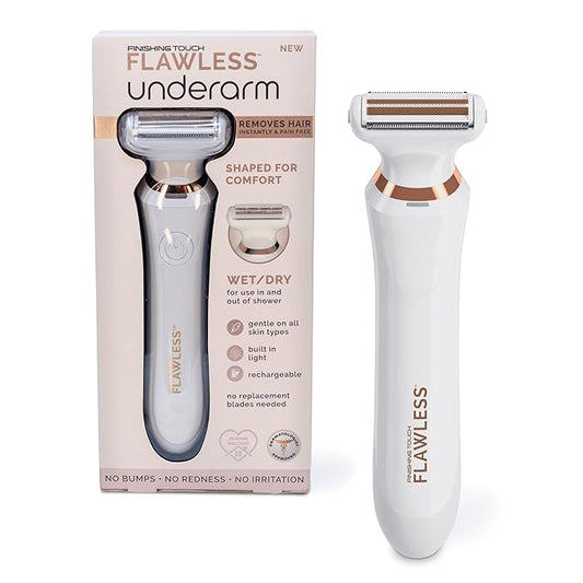 Finishing Touch Flawless Underarm Hair Removal Electric Razor Device, Designed to Shave and Contour Womens Sensitive Underarm Area, Cordless Groomer, Painless for All Skin Types-Velvo Beauty