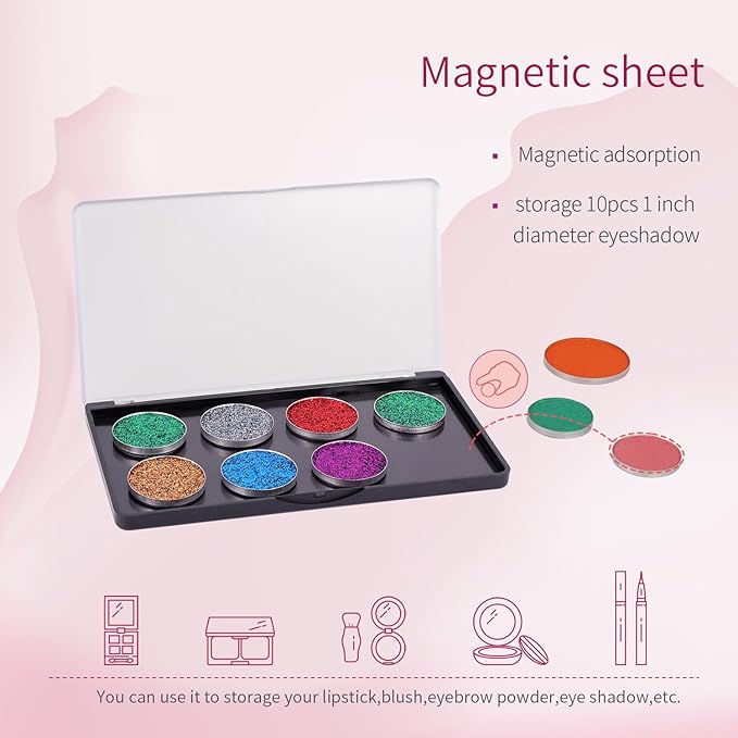 Magnetic Makeup Palette with Frosted Clear Top, 5 Pack Empty Eyeshadow Palettes depots Travel Storage Box for DIY Cosmetics Bronzer Highlights Powder (Small Palette - 5.5" x 3.1")-Velvo Beauty