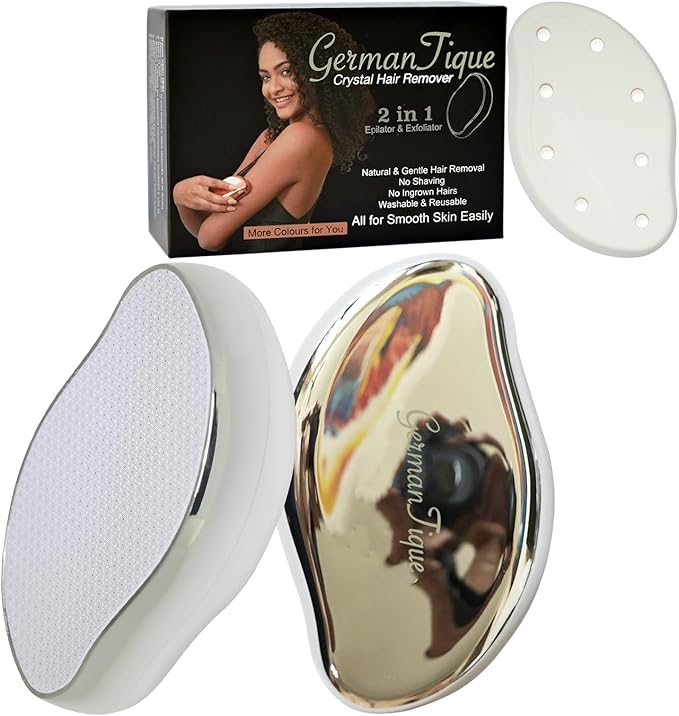 Crystal Hair Eraser,Natural Crystal Hair Remover,Reusable Painless Nano Glass Hair Removal Device Without Shaver,Gentle Crystal Epilator and Exfoliator for Soft Silky Skin(Silver)-Velvo Beauty