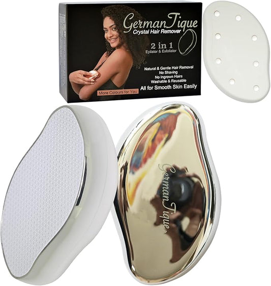 Crystal Hair Eraser,Natural Crystal Hair Remover,Reusable Painless Nano Glass Hair Removal Device Without Shaver,Gentle Crystal Epilator and Exfoliator for Soft Silky Skin(Silver)-Velvo Beauty