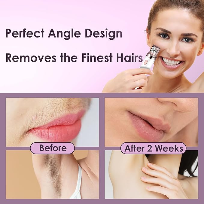 Hair Removal Epilator for Women, Gurelax Facial Epilator Hair Remover, Plucker for Face, Lip, 2-in-1 Epilation System, All Ages and Skin Types,with Brush, Pouch-Velvo Beauty