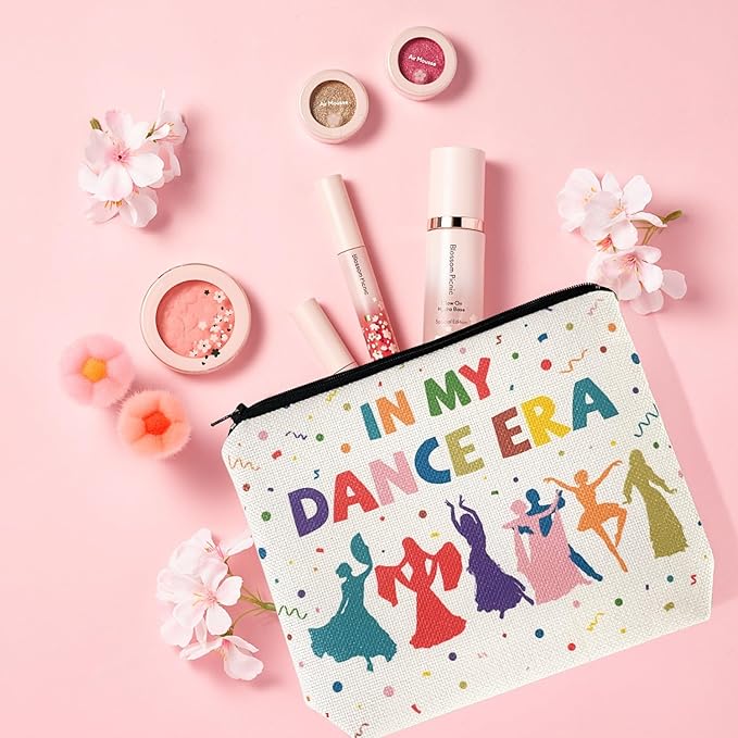 My Dance Era Canvas Zipper Cosmetic Bag, Small Makeup Bag for Women, Friends, Daughter, Sister for Dancers, Dancer Birthday Gifts for Girls (White)-Velvo Beauty