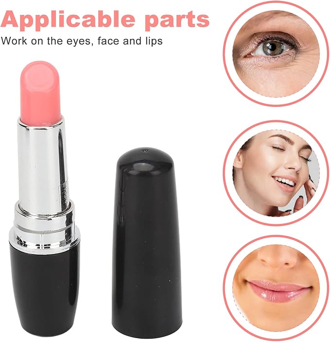 Small Lipstick Massager, Portable Lipstick Shape Vibration Face Massage Wand for Facial Eye - Relieving Dark Circles and Eye Bags, Used with AAA Battery (Not Included)-Velvo Beauty