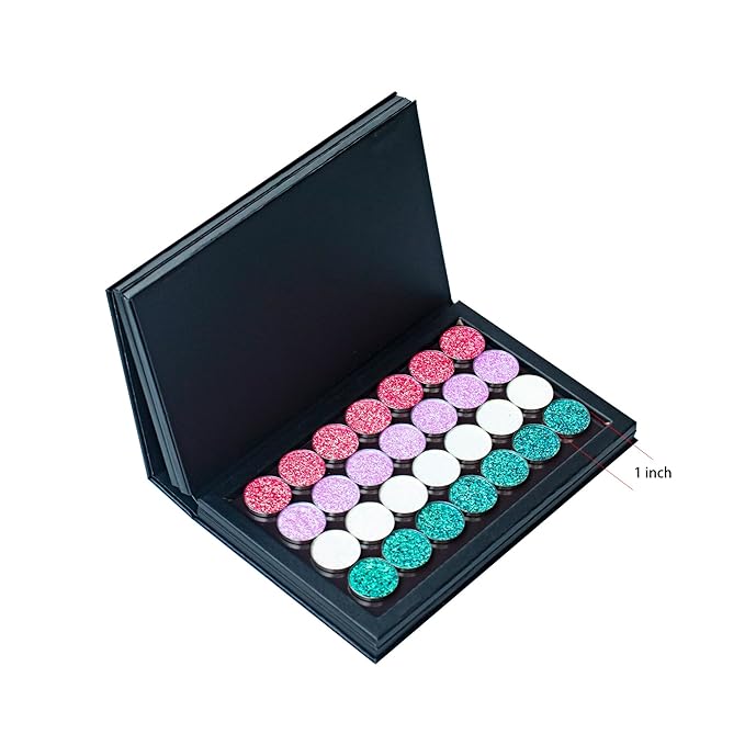4 layers Empty magnetic Book Shaped palette (Black PU leather surface)with Depotting Spatula and 100 piece Metal Stickers-Velvo Beauty