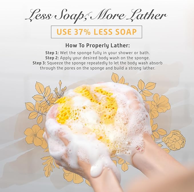 Spongentle Deep Cleansing Body Loofah Sponge, Natural Colors, for Bath and Shower, Multiple Textures for Gentle and Deep Exfoliation, Generous and Rich Lather, (Pack of 2)-Velvo Beauty
