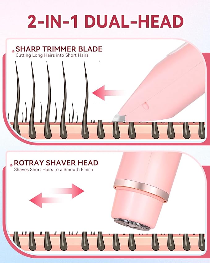 Dermave Bikini Shaver 2.0, Electric Bikini Trimmer for Women Pubic Hair, 2 in 1 Dual Head Body Hair Electric Razor, Waterproof, Wet/Dry-Velvo Beauty