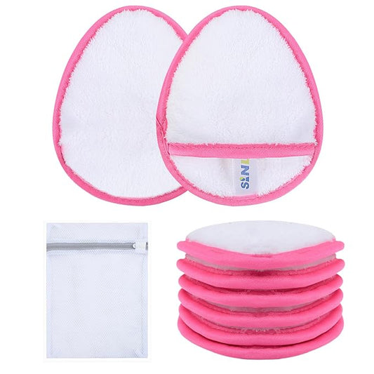 SINLAND Reusable Makeup Remover Pads For Face,Eye,Lips Microfiber Gentle Facial Cleansing Cloths for All Skin Types Friendly for Makeup Remover With Laundry Bag 5.1inchx3.93inch White Pack of 6-Velvo Beauty