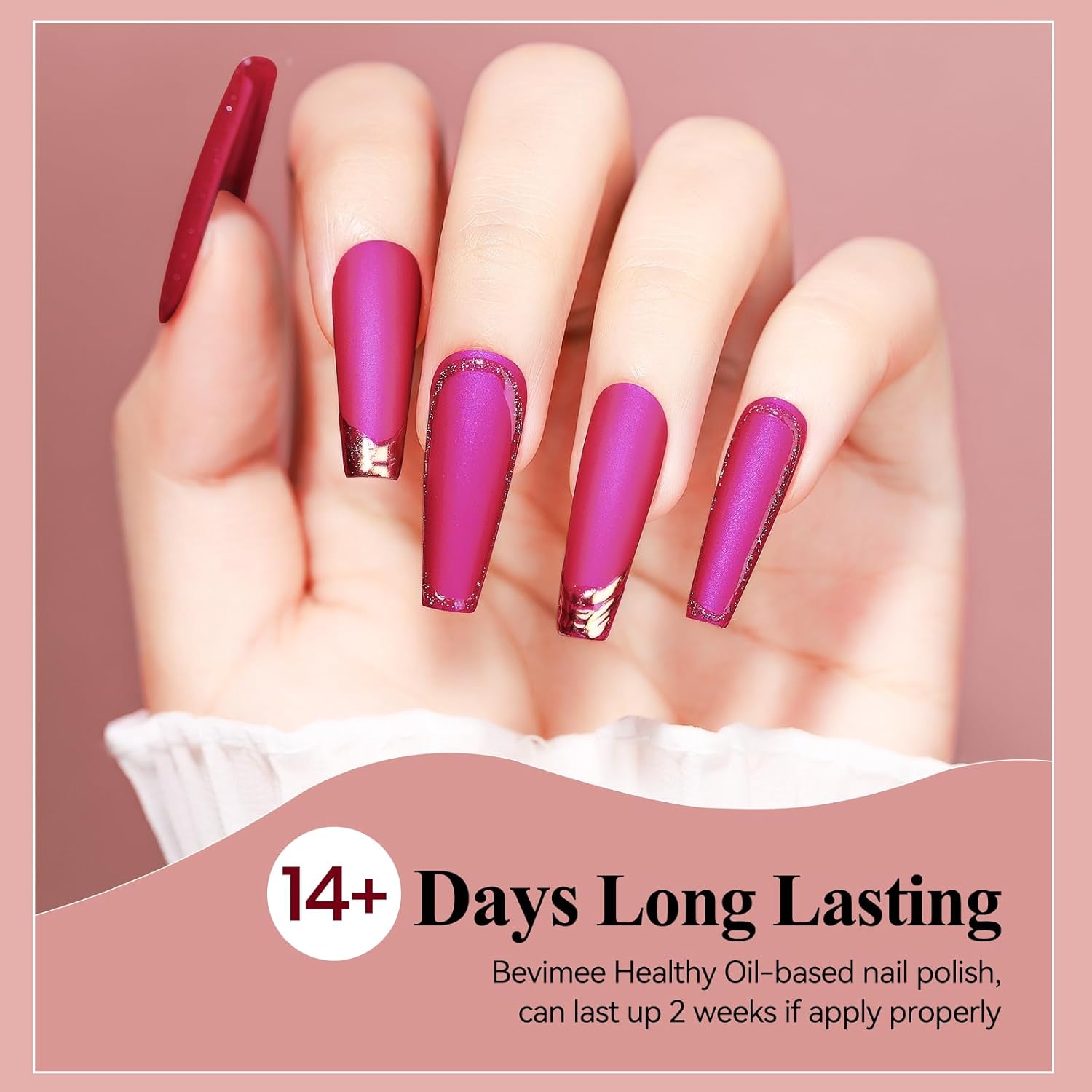 Matte Nail Polish, Air Quick Dry, Hot Pink Nail Lacquer Matte Finish, High Pigmented Long Lasting & Fast Drying Velvet Nail Polish For Nail Art, Mist Effect 12ml-Velvo Beauty