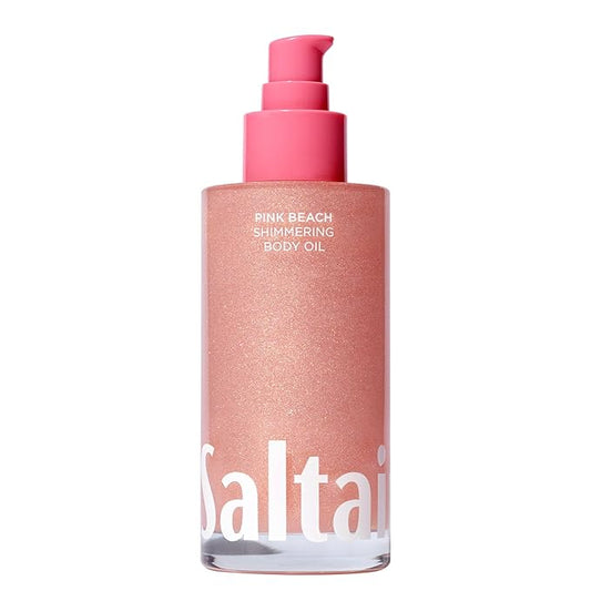 Saltair Shimmering Body Oil - Pink Beach Scented Dry Oil Moisturizer with Light-Reflecting Pearl Pigments. Moisturizing Glow for All Skin Types - 4 Fl Oz-Velvo Beauty